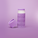 Load image into Gallery viewer, Nöz Sunscreen neon color violet on display. A small purple stick with Nöz logo.
